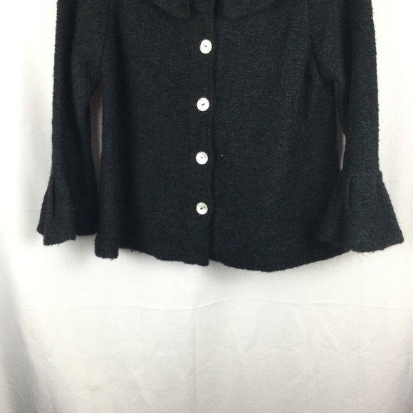 Beyond Threads Baby Alpaca Pima Cotton Blend Cardigan Sweater Black Small - Picture 2 of 7